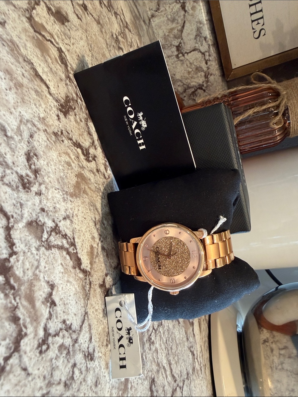 COACH Rose Gold Glitter Dial Women's Bracelet Watch